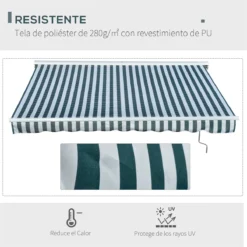 Outsunny Toldo Eléctrico Retráctil Con Función Manual Con Manivela Y Mando A Distancia 300x250 Cm Para Ventanas Puertas De Rayas Verde Y Blanco -Tienda Barata Lounge Sol 33ae32723a579a6bfe0be9eefd34807e3752527d 59750c726a4342548c8e7b0fdf509560