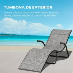 Outsunny Tumbona Plegable De Jardín Con Reposabrazos Reposapiés Respaldo Transpirable Y Marco De Metal Ergonómico Para Terraza Playa Camping 170x62x68 Cm Gris -Tienda Barata Lounge Sol 33f58cbb7d6272b9901fb6e7257495774e0ad62c 1088c09ec18f49afa51cee589660afe5