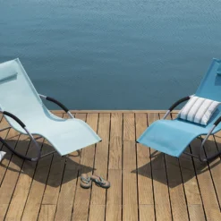 Tumbona De Jardín Mecedora Azul CARANO