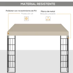 Outsunny Pérgola De Pared 3x3 M Cenador De Jardín Con Toldo Protección Solar Y 2 Orificios De Drenaje Gazebo Carpa De Metal Para Fiestas Celebraciones Patio Exterior Beige -Tienda Barata Lounge Sol 3d993b9fec189da94aa460e953e456247e4630ed 44106a05d3d143658c6df0f9d0be1972