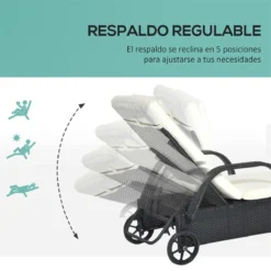 Outsunny Conjunto De 2 Tumbonas De Ratán De Jardín Chaise Longue Con Respaldo Ajustable En 5 Posiciones Cojines Acolchados Reposacabezas Y 2 Ruedas 200x73x72-103 Cm Negro -Tienda Barata Lounge Sol 3e06ab4adf0d8aca2cc292175110e5caf783fbc6 d58965a652374769b2a88eab07feb686