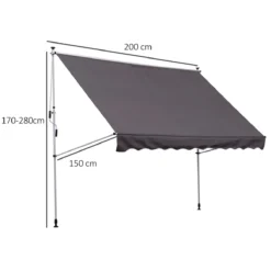 Outsunny Toldo Manual Retráctil 200x150 Cm Con Manivela De Aluminio Ángulo Ajustable Protección Solar Para Terraza Balcón Jardín Patio Gris -Tienda Barata Lounge Sol 3e8c499bf43d58de64a1b492a48c43eda028b93b b290283c43a149e78f5c3e4d33ceb7c9