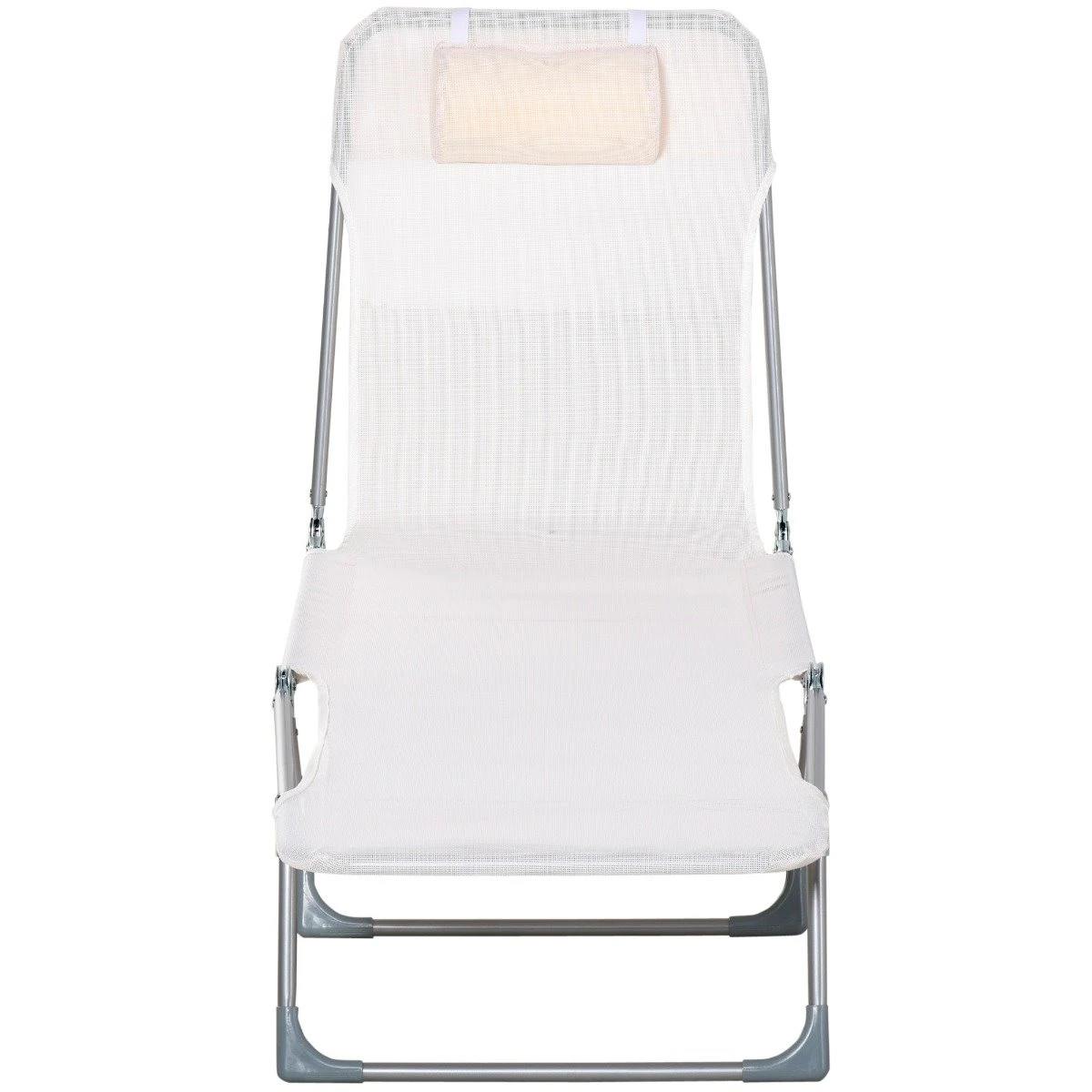 Outsunny Tumbona Plegable Y Reclinable De Jardín Con Reposacabezas Y Respaldo Ajustable En 5 Niveles Tela De Texteline Transpirable 182x56x24,5 Cm Crema 8 Outsunny Tumbona Plegable Y Reclinable De Jardín Con Reposacabezas Y Respaldo Ajustable En 5 Niveles Tela De Texteline Transpirable 182x56x24,5 Cm Crema - Imagen 6