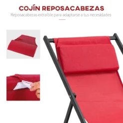 Outsunny Conjunto De 2 Tumbonas Plegables Con Respaldo Regulable En 5 Posiciones Y Reposacabezas Acolchado Incorporado 58x96.5x91.5cm Rojo Vino -Tienda Barata Lounge Sol 40b07ad888b1dc57622a9379b6714059dc90f98e cafa82264ac34c43b2b24c89e46d25cb