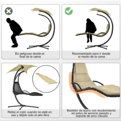 Outsunny Tumbona Colgante Con Sombrilla Protección UV Hamaca Sillón Con Toldo Estructura Estable Cuerda Antivuelco Y Forma Ergonómico Para Jardín Patio Terraza Metal 190x110x190 Cm Beige -Tienda Barata Lounge Sol 4122c27166b5ef7b7b0df58900e0fd98e5a4d742 d8ae326d8c1447cb820b00f506519445