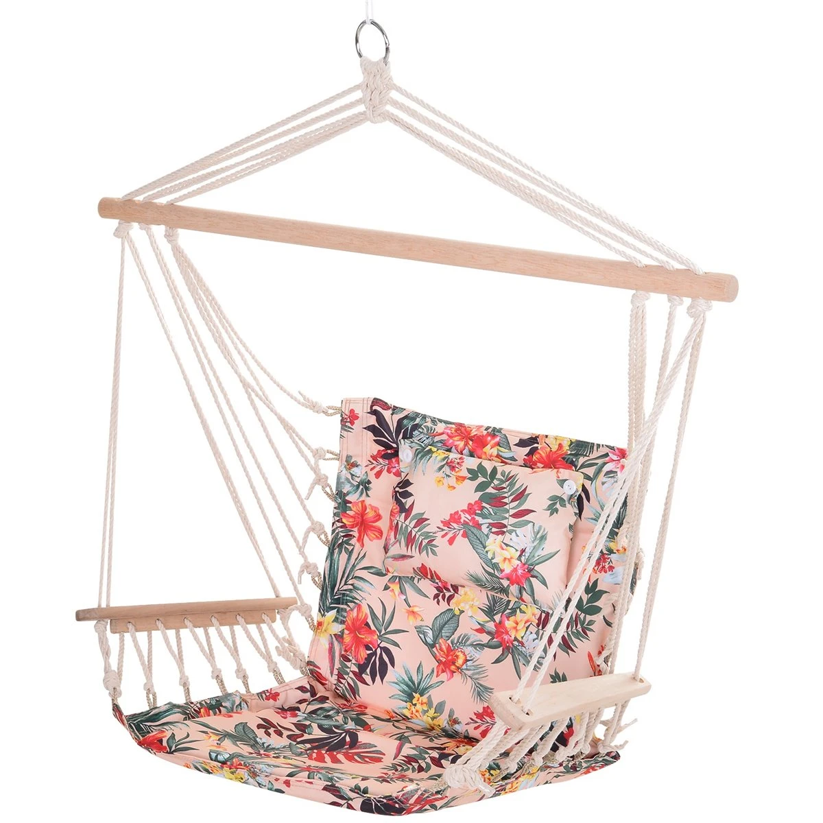 Outsunny Silla Colgante Estampado Floral Hamaca Con Cojín Reposacabezas Para Interior Exterior 100x106 Cm Carga Máx. 100 Kg 3 Outsunny Silla Colgante Estampado Floral Hamaca Con Cojín Reposacabezas Para Interior Exterior 100x106 Cm Carga Máx. 100 Kg