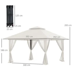 Outsunny Carpa Plegable Pop-up 3,92x3,92x2,83 M Cenador De Jardín Con Altura Ajustable Protección UV50+ Doble Techo Mosquiteras Y Bolsa De Ruedas Para Fiestas Camping Crema -Tienda Barata Lounge Sol 43fc4c35cab54a34a633b15e20cddeadca85dce6 b171174638bf4dafa73671b52522d7ea
