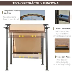 Outsunny Pérgola 3x2,5 M Cenador Con Techo Retráctil Para Jardín Patio Terraza Tela Poliéster Atornillados Resistente Protección De Rayos UV Beige 15 Outsunny Pérgola 3x2,5 M Cenador Con Techo Retráctil Para Jardín Patio Terraza Tela Poliéster Atornillados Resistente Protección De Rayos UV Beige -Tienda Barata Lounge Sol 4495c53104d176b1b4919a728b046216605e457f d195712c19c049078d16f64599696aef