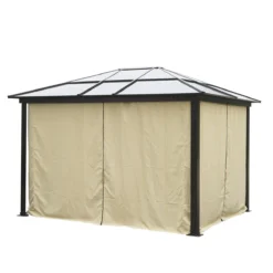 Outsunny Cenador Para Jardín 3x3.6 M Alumnio Pabellón Para Exterior Con Techo De Policarbonato Anti-UV Y 4 Mosquiteras Laterales Con Cremalleras Para Fiestas Eventos Beige -Tienda Barata Lounge Sol 45abecfd819bc7c6eefeb637e812dfa242cda42d 2273f67d500745e28b00875b77fe19d3