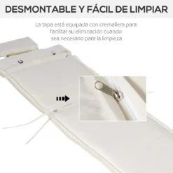 Outsunny Cojín Para Tumbona De Exterior 198x53x5 Cm Desenfundable Y Lavable Con Reposacabezas Extraíble Colchoneta Plegable De Algodón Para Silla Reclinable De Jardín Crema -Tienda Barata Lounge Sol 45c993798f19970b036a7858a24d4ea073ac4667 1bb45e507e1f476eb6494d2750c606d1