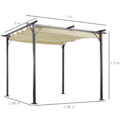 Outsunny Pérgola De Metal 3x3m Gazebo Cenador Para Jardín Patio O Terraza Con Techo Retráctil Tela Poliéster Resistente Al Agua Y UV -Tienda Barata Lounge Sol 46e71e8b043f1e41103d04a6c692d03616054560 9b34506a4d51453ab5b1888223fdb1ba