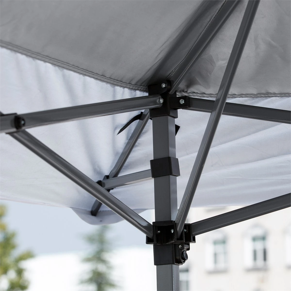 Outsunny Carpa De Fiesta Plegable 3,6x3,6 M Altura Ajustable En 3 Posiciones Con Doble Techo Y Bolsa De Transporte Con Ruedas De Acero Para Jardín Exterior Gris Y Blanco 6 Outsunny Carpa De Fiesta Plegable 3,6x3,6 M Altura Ajustable En 3 Posiciones Con Doble Techo Y Bolsa De Transporte Con Ruedas De Acero Para Jardín Exterior Gris Y Blanco - Imagen 4