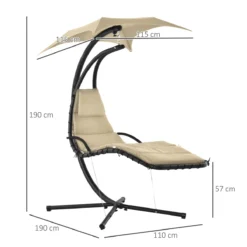 Outsunny Tumbona Colgante Con Sombrilla Protección UV Hamaca Sillón Con Toldo Estructura Estable Cuerda Antivuelco Y Forma Ergonómico Para Jardín Patio Terraza Metal 190x110x190 Cm Beige -Tienda Barata Lounge Sol 47d1e537ce11c2786496d85e78884809f1cbaa15 5b11a6383d984b1ebf7b25c9d6c098e9