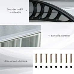 Outsunny Tejadillo De Protección 303x96 Cm Marquesina Exterior Para Puertas Y Ventanas Contra Sol Y Lluvia Con Soporte De Aleación De Aluminio PP Policarbonato Transparente -Tienda Barata Lounge Sol 48429cd747deb98f1e093aa24cdde3577d7e524f b8dcd72779c24897bbf611504b9865a8