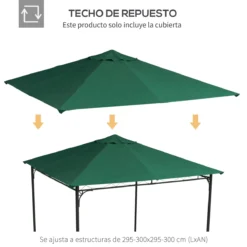 Outsunny Techo De Repuesto 2,98x2,95m Para Cenador De Jardín Cubierta De Repuesto De Gazebo Pabellón Exterior Con 8 Orificios De Drenaje Y Ventilación Verde -Tienda Barata Lounge Sol 4b1e6fbbf921515e84295f07106e924d63eb023a 52f5036c5c114bd7a47950b0ce683ac7