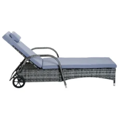 Outsunny Set De 2 Tumbonas Chaise Longue + 1 Mesa De Ratan Para Jardín O Terraza Sillas Con Cojín Y Respaldo Ajustable A 5 Niveles (Gris) -Tienda Barata Lounge Sol 4c5c77247c815e446b16fe7fcc0a409c7abf65c5 423f3cd67b704f508b99bcfba3848e96