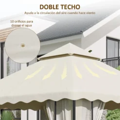 Outsunny Techo De Repuesto Para Cenador 3x3 M Cubierta De Repuesto Con Techo Doble Y 10 Orificios De Drenaje Tela Poliéster Para Carpa Pabellón Gazebo Crema -Tienda Barata Lounge Sol 4c90d8c7b400232c2092e675ab6b2267fd5b95eb 5717d7e201954c2db732b5db7b9329ce