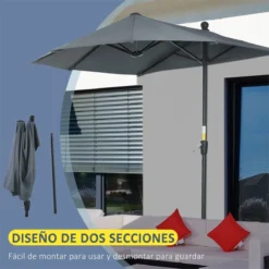 Outsunny Sombrilla De Pared De Jardín 200x190x240 Cm Parasol Con Manivela Poste De Acero Y Base Cruzada Protección Solar Para Terraza Balcón Exterior Gris -Tienda Barata Lounge Sol 4d289f708c04a762c5187b4441cd5cfb7900e840 b13eee3faa48403583788620e6ee6c21