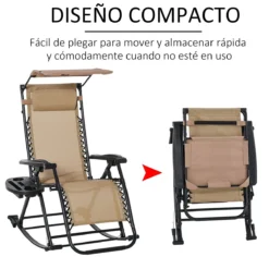 Outsunny Silla Mecedora De Jardín Plegable Tumbona Reclinable Con Techo Protección Solar Reposacabezas Extraíble Y Reposapiés Estructura De Acero 120x67x102 Cm Beige -Tienda Barata Lounge Sol 4f26b5d3c145305d4bcbfeee066c2937c16627f2 265956ddf356418abc8444cf1998333d