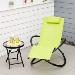 Outsunny Tumbona Mecedora De Jardín Con Reposacabezas Extraíble Sillón Tumbona Ergonómica De Exterior Plegable Tela De Texteline Para Patios Piscina Al Aire Libre 80x154x84 Cm Verde -Tienda Barata Lounge Sol 545b6fcfa60d029056c34f58c9cf5a4717d3ca05 fdd56d962ded4f838942581a6693ed0a