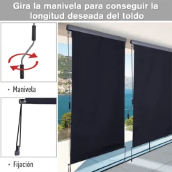Outsunny Toldo Vertical Enrollable Con Manivela Protección UV Para Interior Y Exterior Balcón Porche Terraza 140x250 Cm Gris -Tienda Barata Lounge Sol 5489277226d94144c6fbef97b46e1f00334dbfe1 fc35ba2526db470fa4616b34c84a5c87