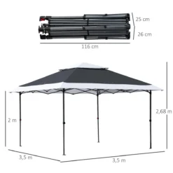 Outsunny Carpa De Fiesta Plegable 3,6x3,6 M Altura Ajustable En 3 Posiciones Con Doble Techo Y Bolsa De Transporte Con Ruedas De Acero Para Jardín Exterior Gris Y Blanco 11 Outsunny Carpa De Fiesta Plegable 3,6x3,6 M Altura Ajustable En 3 Posiciones Con Doble Techo Y Bolsa De Transporte Con Ruedas De Acero Para Jardín Exterior Gris Y Blanco -Tienda Barata Lounge Sol 54f82bbf6db16c97ea58ca32d6358fa97963c49a 210cc17eef8f4202ada6dd469873e9f3