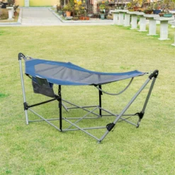 Outsunny Hamaca De Jardín Con Soporte Plegable Con Cama De Tela Oxford Y Malla Transpirable Bolsillo De Almacenaje Y Bolsa De Transporte 235,5x82x90,5 Cm Azul Y Plata -Tienda Barata Lounge Sol 55220bef0809919c24a3fa2f9e67e583ec1ffda2 ce7ab05377bc48aeb56b1763c4a77d55