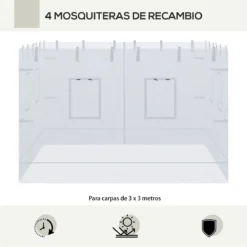 Outsunny 4 Paredes Laterales Para Carpa 300x195 Cm Mosquitera Para Cenador Con 6 Ventanas Enrollable Puerta Con Cremallera Y Bolsa De Transporte Blanco -Tienda Barata Lounge Sol 55df993c04f16b14268608b7692dd06efba50a94 9691c18809bc4f1aa396966cf5dafaa7
