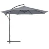Outsunny Sombrilla De Jardín Ø295x255 Cm Parasol Excéntrico Inclinable Con Manivela Base Cruzada Y Soporte De Metal 8 Varillas Para Terraza Exterior Balcón Gris