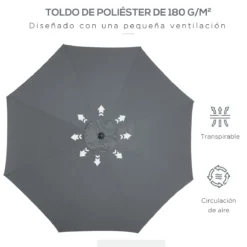 Outsunny Sombrilla De Jardín Ø300x240 Cm Parasol De Terraza Con Manivela Techo Inclinable Y 8 Varillas De Metal Para Patio Balcón Exterior Gris -Tienda Barata Lounge Sol 5719847401e172664502678a2c5811d75dea44c7 0dea141b304343c4898e7a5f7611d8d8