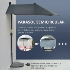 Outsunny Sombrilla De Pared De Jardín 200x190x240 Cm Parasol Con Manivela Poste De Acero Y Base Cruzada Protección Solar Para Terraza Balcón Exterior Gris -Tienda Barata Lounge Sol 57ec818a33346640ab11af2e2387003a89bd6ed9 cb4e23d0b2a248f2afc17d9bb109470e