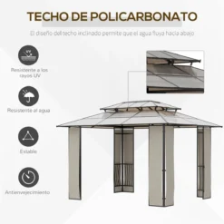 Outsunny Cenador De Jardín 3,6x3 M Pabellón Para Exterior Con Techo De Policarbonato Y Estructura De Acero Aluminio Protección Solar Para Fiestas Eventos Marrón -Tienda Barata Lounge Sol 585b62798cc6e19ad14bd5e39b5a1f4b54af0312 74806f4ad18b4966a67f70582f9e4249