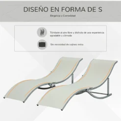 Outsunny 2 Tumbonas Plegables En Forma De S Ergonómica Con Marco De Aluminio Texteline Para Piscina Patio Jardín Terraza 165x61x63 Cm Beige -Tienda Barata Lounge Sol 58b88ea13bf2e687d22eb152706cb276a95d7ac5 53d4213464dd4196a6343e61a624e62e