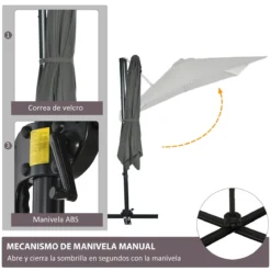 Outsunny Sombrilla De Jardín De Aluminio 245x245x245 Cm Parasol Excéntrico Con Manivela Giratorio 360° Inclinación De 5 Niveles Tela Desmontable Y Ventilación Para Patio Terraza Gris -Tienda Barata Lounge Sol 58c58a1b63275694150a19f3344b4bfbc9ca7c38 4875e75557aa44c2b7f20d99f95def96