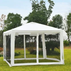 Outsunny Carpa 4x3 M Cenador De Jardín Con Mosquiteras Laterales Doble Techo Y Puertas Con Cremallera Para Exterior Blanco Y Negro -Tienda Barata Lounge Sol 58fdfce05994266bbec730836cda579f39dee1b9 33a51432e8164009a171239319c17cb7