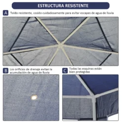 Outsunny Carpa Gazebo Tipo Cenador Hexagonal Con Mosquitera Para Jardín Y Terraza Ø1,97 M Material De Poliéster Repelente Al Agua (Azul) -Tienda Barata Lounge Sol 5c8fdacbd55d1a34ba76dff882ab36c08b42c741 aff00023668548ab9ab270cfe58f5f9b