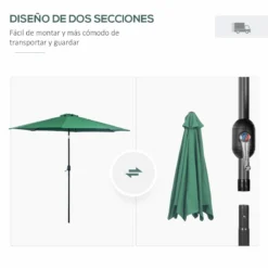 Outsunny Sombrilla De Jardín Ø295x250 Cm Con Manivela Parasol Exterior Con Mecanismo De Inclinación Y Poste Desmontable De Metal Para Terraza Piscina Patio Verde -Tienda Barata Lounge Sol 5cfcc73baf90aeef0ec863e5cb56fa9ee7456662 5693e2dcfc2e41c882438d124bcf7b6d