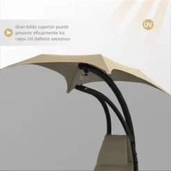 Outsunny Tumbona Colgante Con Sombrilla Protección UV Hamaca Sillón Con Toldo Estructura Estable Cuerda Antivuelco Y Forma Ergonómico Para Jardín Patio Terraza Metal 190x110x190 Cm Beige -Tienda Barata Lounge Sol 5d43c48d6ff9747c8acf4cf58e9acbb25b968f84 134c4b15b87c4e1cb5ce6c9a51aa15a2