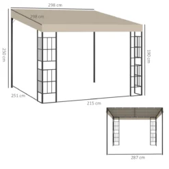 Outsunny Pérgola De Pared 3x3 M Cenador De Jardín Con Toldo Protección Solar Y 2 Orificios De Drenaje Gazebo Carpa De Metal Para Fiestas Celebraciones Patio Exterior Beige -Tienda Barata Lounge Sol 5db2b460004c7defcbd7bdc1546158b5ceb41f63 3f32f10558ff426cb636ca4bba7c3b7d