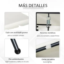 Outsunny Columpio Balancín Jardín De 3 Plazas Convertible En Cama Con Techo Ajustable Cojín Acolchado Y Almohadas Para Balcón Terraza Carga 340 Kg Acero 200x125x170 Cm Crema 16 Outsunny Columpio Balancín Jardín De 3 Plazas Convertible En Cama Con Techo Ajustable Cojín Acolchado Y Almohadas Para Balcón Terraza Carga 340 Kg Acero 200x125x170 Cm Crema -Tienda Barata Lounge Sol 60175aab0798c4b47741c90daa5ca7d6b1af4d0d 00e84e274ea346c59b0dab0b7ecded3e