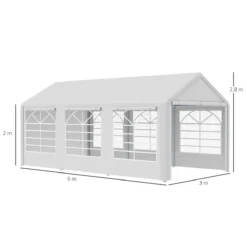 Outsunny Carpa Para Fiestas 6x3 M Cenador Pabellón De Jardín Con 4 Paneles Laterales 2 Puertas Enrollables Y 6 Ventanas Protección UV Para Exterior Eventos Bodas Blanco -Tienda Barata Lounge Sol 6477b09526b840bd48c0204bbf8b81fb89e2e46e f7bdaa4eeb0e4137b83df3bc8c501ecf