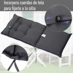 Outsunny Cojín De 2 Piezas Para Tumbona De Exterior Colchoneta Para Sillas De Jardín Acolchado Cómoda Con Cuerda De Fijación Lavable A Mano Poliéster Esponja 120x50x6 Cm Gris -Tienda Barata Lounge Sol 6527a3812d24a8b1ed116f598873b77df7ccab09 7cc4aa44427e4c0c91b00bdb61c296b4