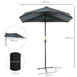 Outsunny Sombrilla De Pared De Jardín 200x190x240 Cm Parasol Con Manivela Poste De Acero Y Base Cruzada Protección Solar Para Terraza Balcón Exterior Gris -Tienda Barata Lounge Sol 672f3689039beb95879516168bb20b869e64b583 7add66334d9448b69734d1d12c8d9b7c