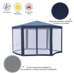 Outsunny Carpa Gazebo Tipo Cenador Hexagonal Con Mosquitera Para Jardín Y Terraza Ø1,97 M Material De Poliéster Repelente Al Agua (Azul) -Tienda Barata Lounge Sol 67b030ab096d2abe2e8e2872cfe77173a986dcd7 10f6aa3cb076481a88b6d9625ca9b356