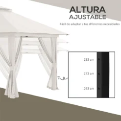 Outsunny Carpa Plegable Pop-up 3,92x3,92x2,83 M Cenador De Jardín Con Altura Ajustable Protección UV50+ Doble Techo Mosquiteras Y Bolsa De Ruedas Para Fiestas Camping Crema -Tienda Barata Lounge Sol 686f6e7ca472ed7f4a58fdb58a425046a1517d91 a2327e555ef34603b733a3369254075f