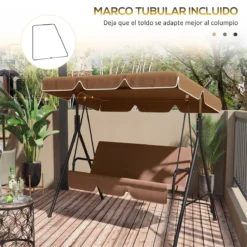Outsunny Toldo De Repuesto Para Columpio De 2 Plazas Toldo Recambio Para Balancín Cubierta De Reemplazo Protección UV50+ Para Jardín Terraza Patio 192x144 Cm Marrón Oscuro -Tienda Barata Lounge Sol 6a1d3c2fe3b222e8f596f642f26f144926c30afc 9fa970ce0737404eaf46e2837e239aaa