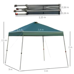 Outsunny Cenador Plegable 3x3m Portátil De Jardín Con Bolsa De Transporte Con Ruedas Acero Para Exterior Fiestas Camping Verde -Tienda Barata Lounge Sol 6a817230c03ae8b2f69f36d69d451636e454df54 4153a62e00aa421d9a2eef1abef8e976