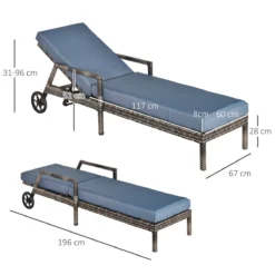Outsunny Conjunto De 2 Tumbonas De Ratán De Jardín Con Cojines Acolchados Respaldo Ajustable En 5 Posiciones 2 Ruedas Y Tela Extraíble Lavable 67x196x51 Cm Gris -Tienda Barata Lounge Sol 6ad7e536f174ffcd6e6fc40d7d6af4d17e746de1 089b4261dbd34780a36b32e798068549