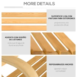 Outsunny Banco Columpio De Madera De 2 Plazas Tipo Balancín Colgante Carga Máx. 250 Kg Para Jardín Terraza Balcón Exterior 141,5x51x78 Cm Natural -Tienda Barata Lounge Sol 6bc5a337d417bc3f3d1b67ba754f03b09fae8422 2df04dc8457942748e087e0c8505386e