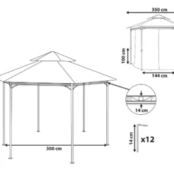 Cenador De Metal Beige/negro 350 Cm PORTEL -Tienda Barata Lounge Sol 6fb12e6e7f655f10a0d647f1726478d72f6cff9b d482973f84cf46fbbaba3e8adc8ba42f